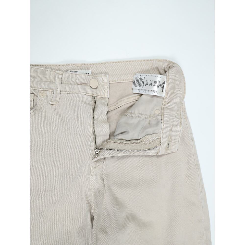 Good American Good Ease Relaxed Jean 0/25 Khaki Beige Raw Hem Wide Leg High Rise - Picture 5 of 14